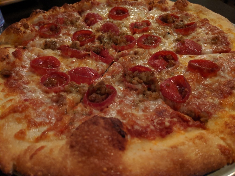 Pepperoni and Sausage pizza at Hops and Pie